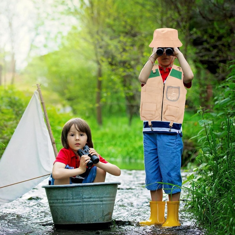 Outdoor Adventure Boys - Safari Costume with Cargo Vest Hat,Backyard