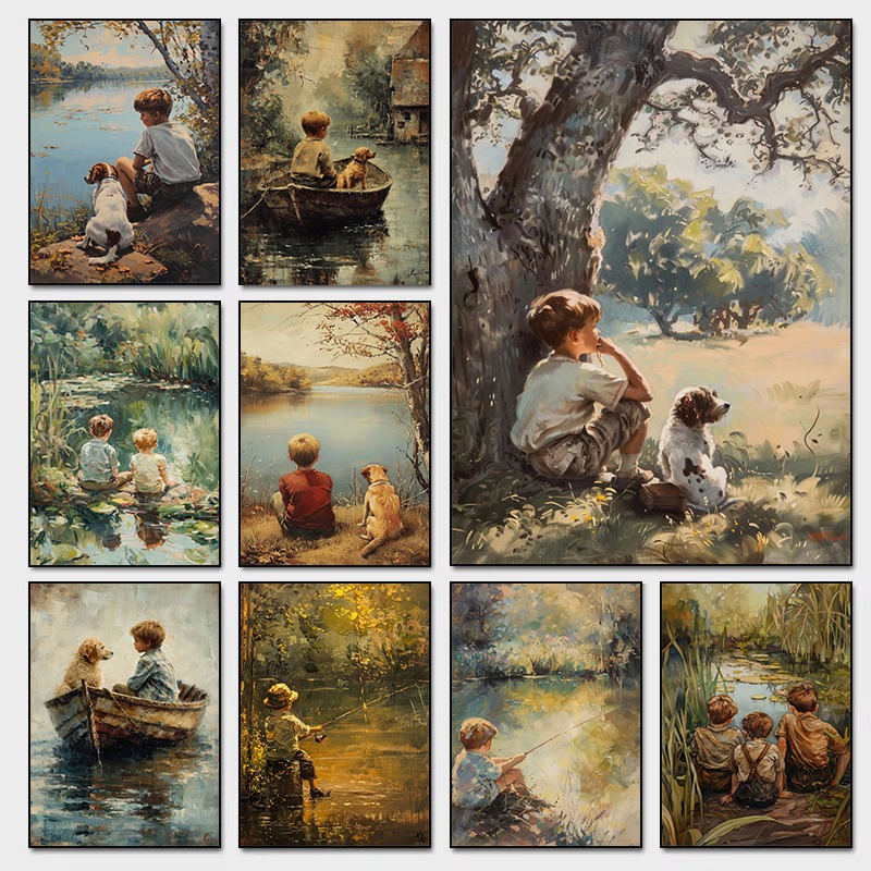 Vintage Boys Room Art Poster B - Outdoor Adventure Boys ulasan dan harga